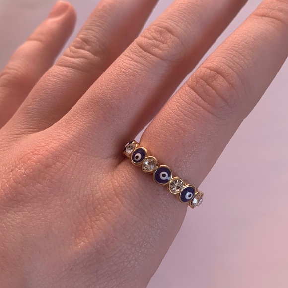 Evil eye ring with diamonds SIZE 8 - Picture 1 of 4